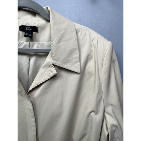 Emme Trench Coat Womens plus size 1X Button front Tan Mid Length - Picture 5 of 9